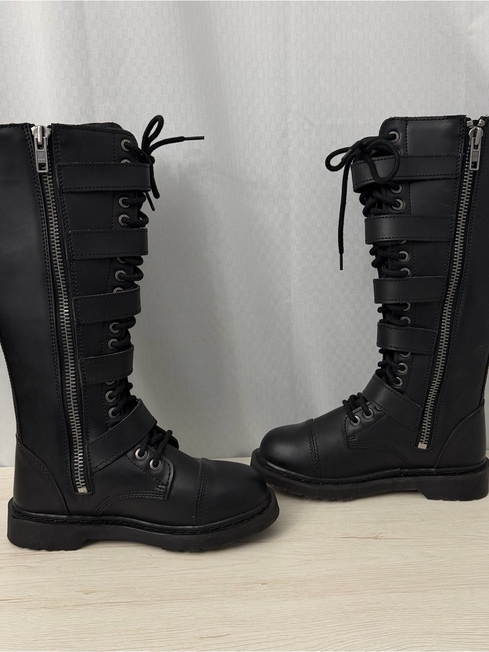 Demonia Bolt-425 Black Vegan Leather Combat Boots Womens Size 9 Punk Grunge - Picture 11 of 13
